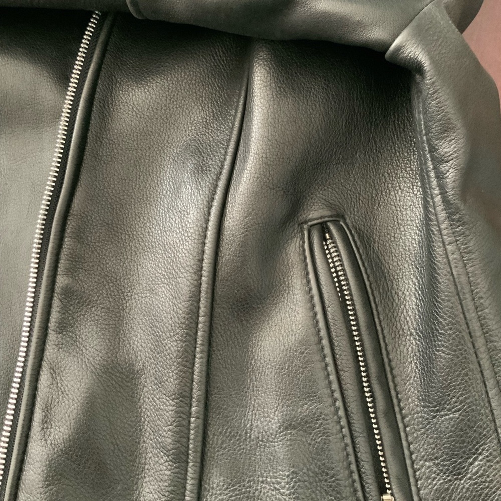 Black Pebbled Leather Moto Jacket